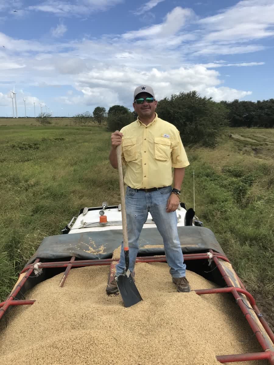 George Guillén en la cosecha, en el campo